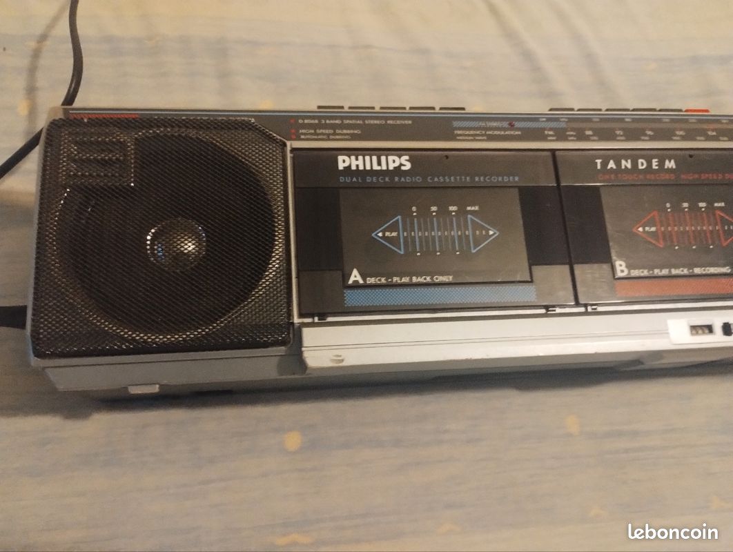 Ancienne Radio-cassette Philips Compo 08234 - Boombox Vintage Qui Fonctionne