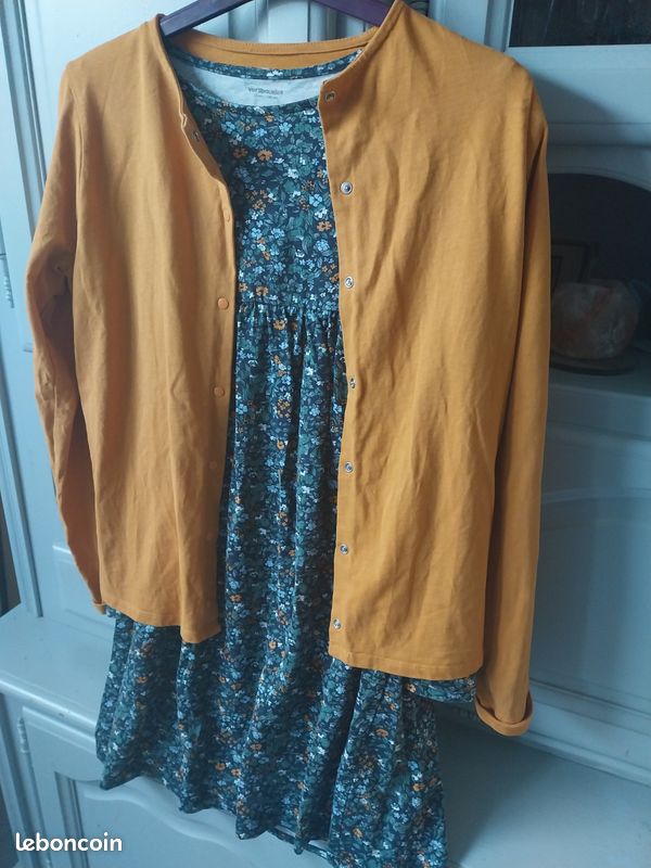 Ensemble robe+gilet moutarde 14 ans Vertbaudet Vêtements