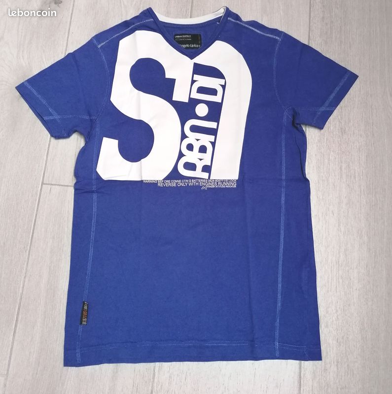 homme C&A bleu et blanc col V taille S Vêtements