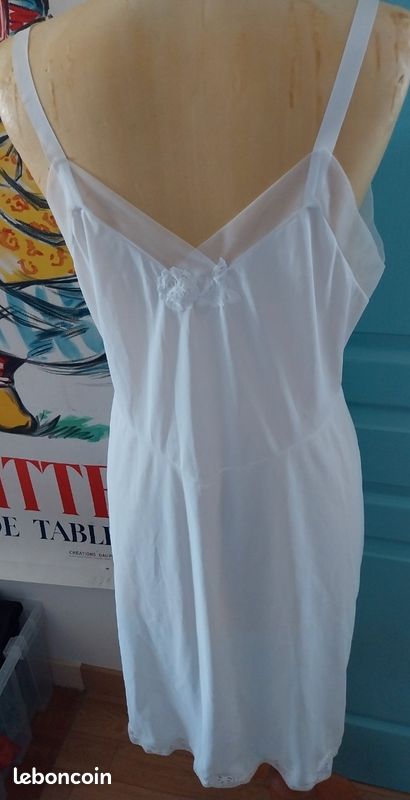 Combinaison Rolmaine Vintage T52 – Dentelle De Calais – Blanc (neuf Avec Défauts)