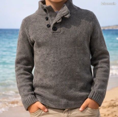 Pull garçon gris col boutonné 3/4 ans – Très bon état (image 1)