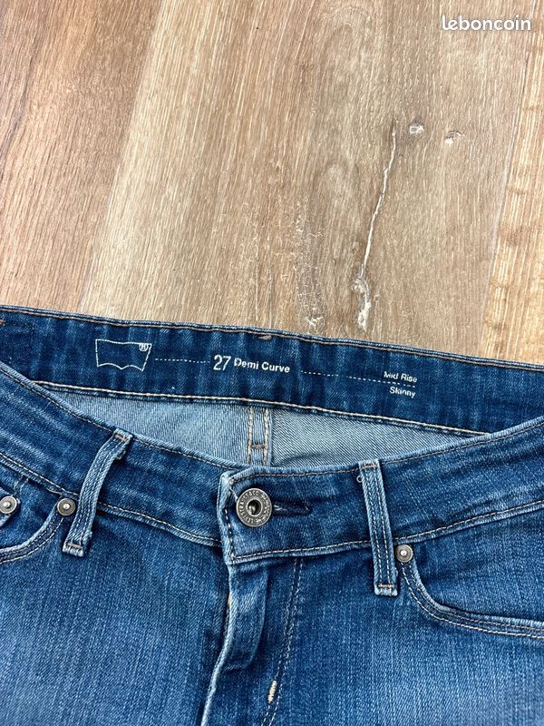 Jean Slim Levi's Demi Curve Bleu Taille W27 L32 Mid Rise Skinny (image 6)