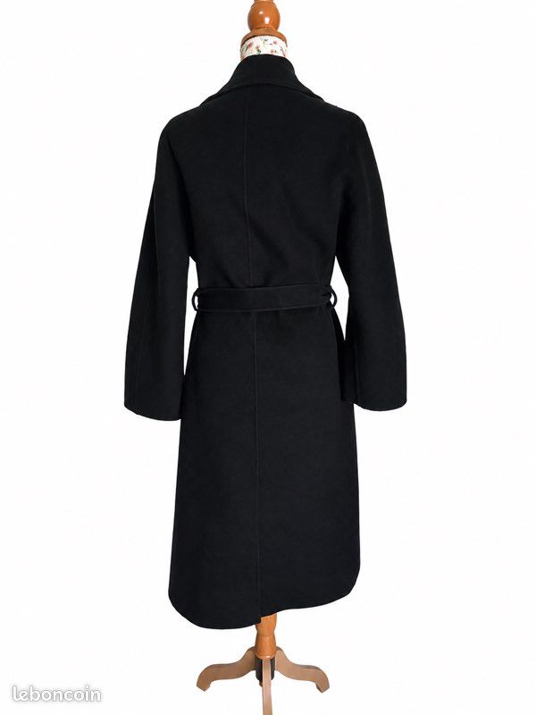 Manteau long MAJE noir en laine – Taille 36 (image 3)