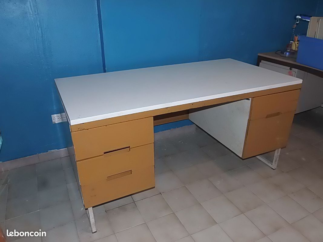 BUREAU MINISTRE 2 CAISSONS vintage METAL LOFT (image 1)