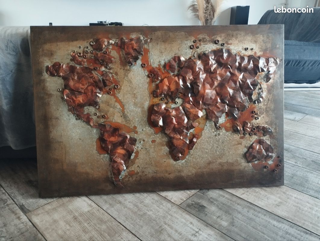 Tableau planisphère 3d metal (image 3)