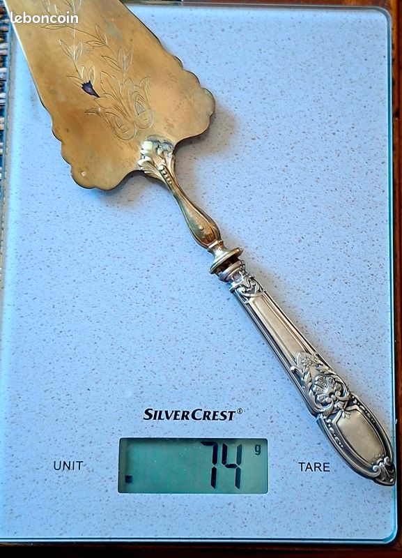 ​Pelle à tarte ancienne en argent fourré et métal doré Style Louis XVI (image 11)