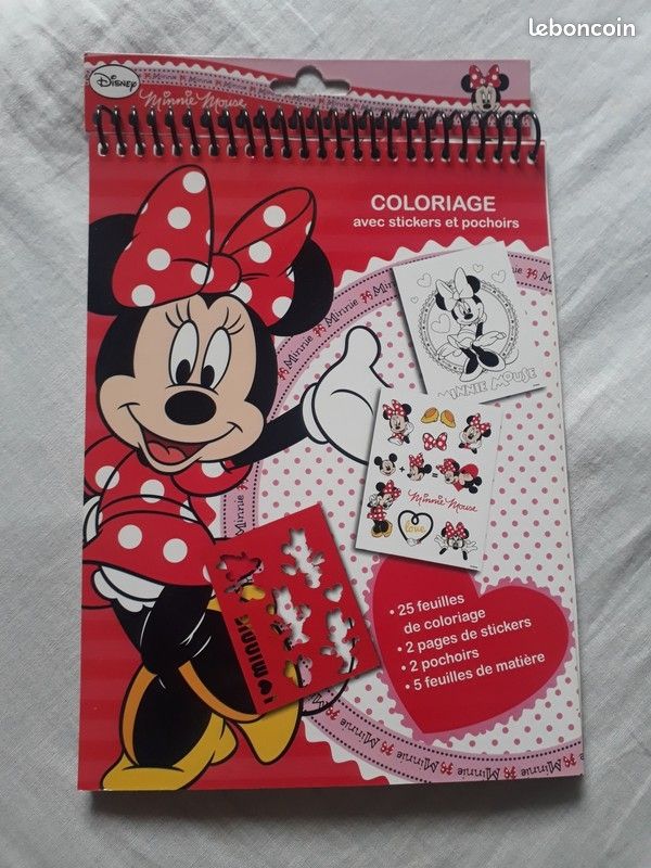 Carnet coloriage + pochoirs + stickers - Minnie - Disney (image 1)