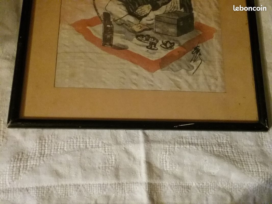 Peinture sur soie Indochine XX° " le Juste fumant" (image 4)