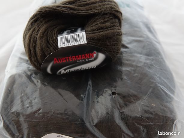 Lot De 10 Pelotes Laine Kid Mohair Marron - Fabriqué En France - Idéal Tricot