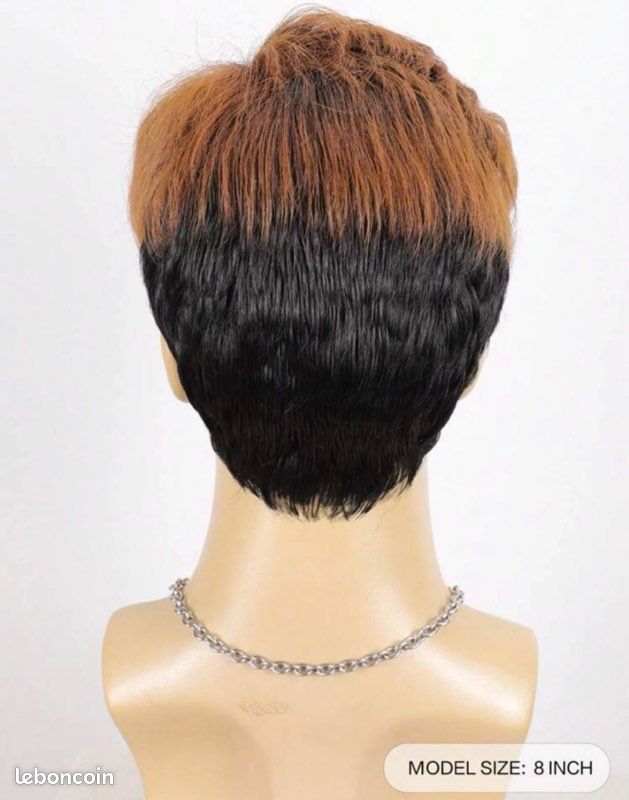 Perruque Synthétique Homme Marron Foncé Courte Dégradé Frange - Neuf Sans étiquettes