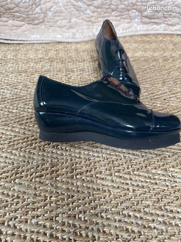 Chaussures compensées en vernis bleu 37 (image 3)