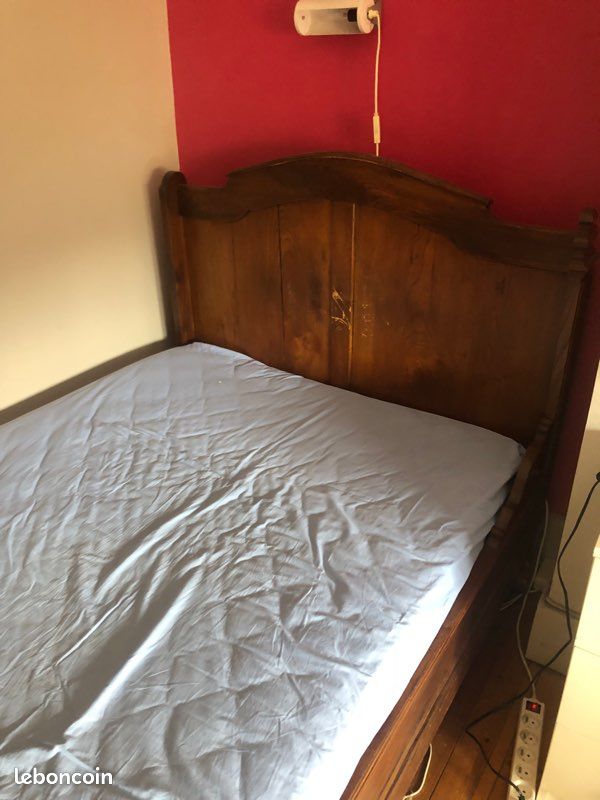 Lit ancien avec sommier 120/190 (image 3)