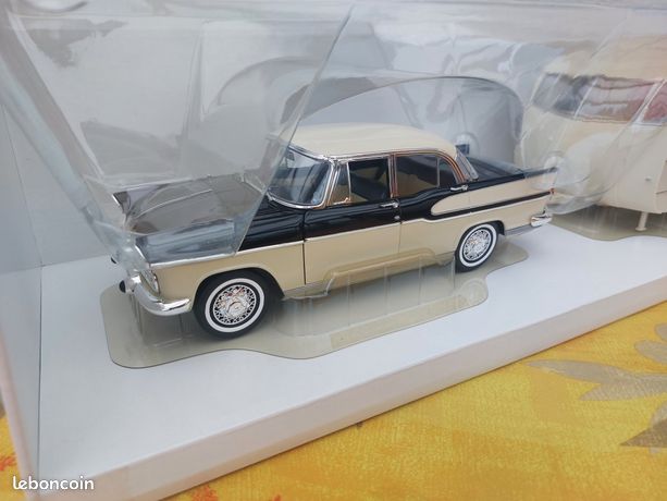 SIMCA Chambord Rose Et Jaune Caravane HENON - Miniature Norev Plastique 1/43