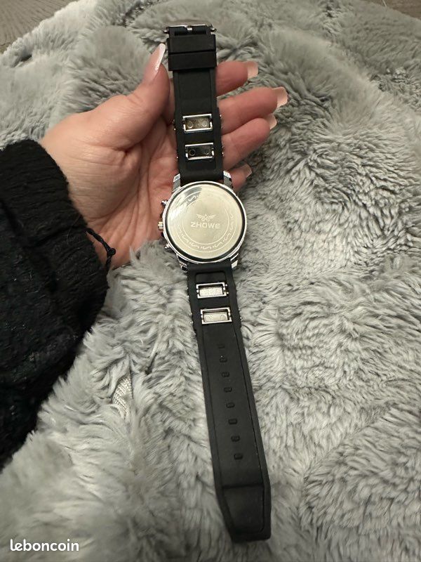 Montre Bracelet Homme Anigo - Boîtier Et Cadran Noir, Bracelet Noir - Neuve Avec étiquettes