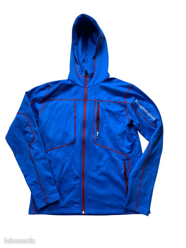 Veste laine bleue et blanche jacquard doublée polaire - Manteau et