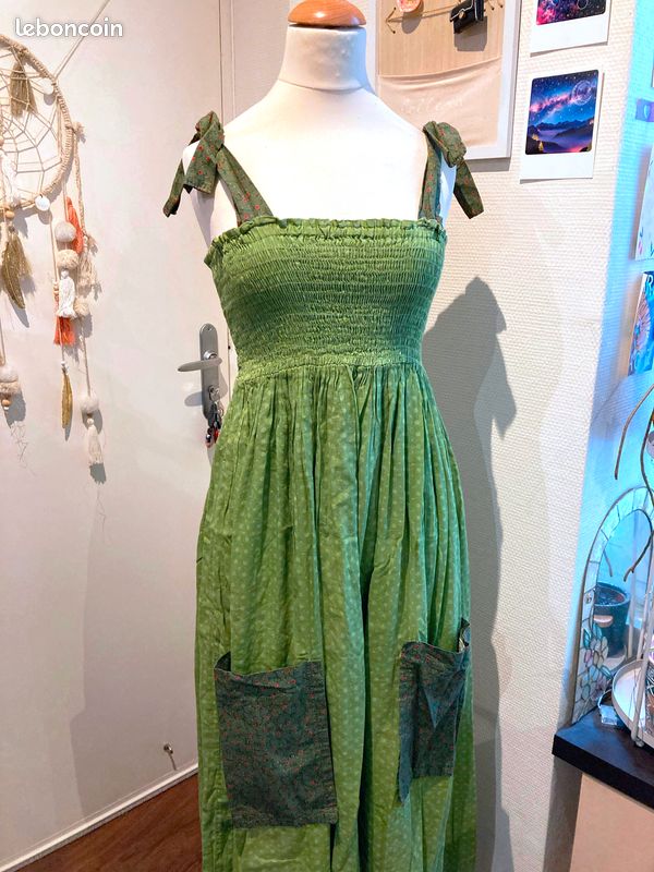 Robe longue verte vintage (image 1)