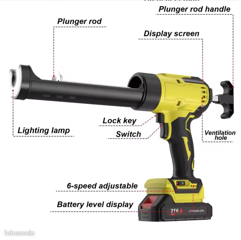 Pistolet A Silicone Electrique Pistolet à Calfeutrer Sans Fil 18V Compatible Makita - 4 Vitesses Réglables, Lumière LED - Pour Cartouches 300ml Pistolet Mastic Réglable Led