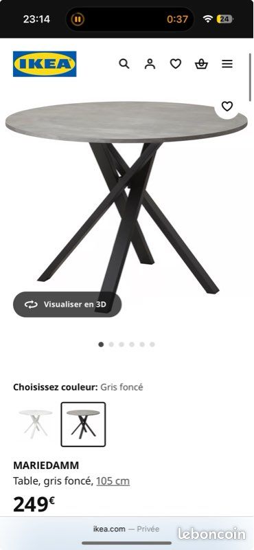 Table IKEA Mariedamm + 4 chaises en tissu + une table basse (image 1)