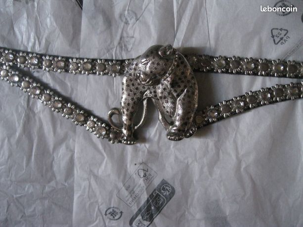 Jose Cotel - Ceinture Vintage Rare En Vinyle Transparent Ornée De Bijoux 1985