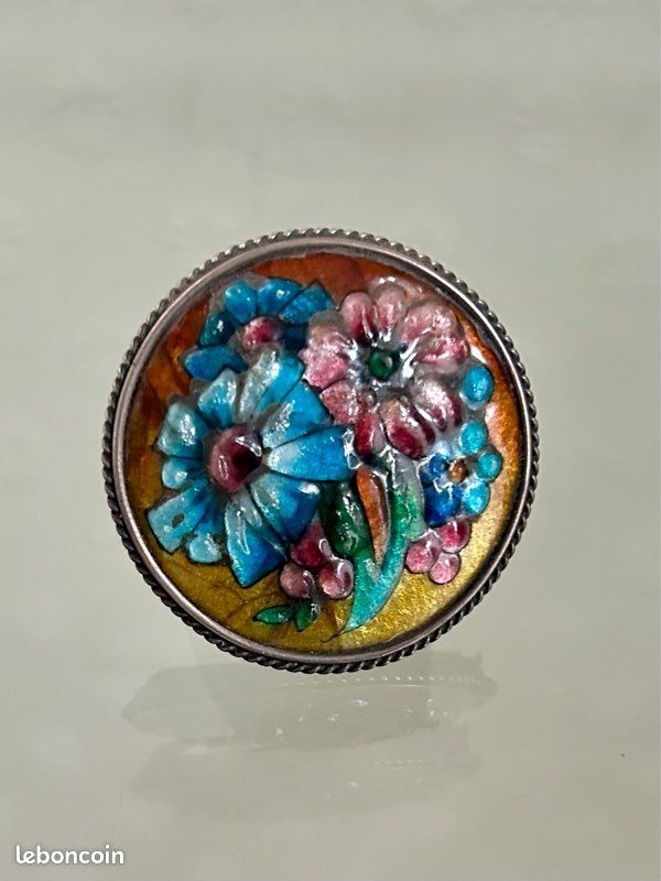 BROCHE ANTIQUE AVEC miniature peinte à la main signée MONET EUR 129,35 - FR