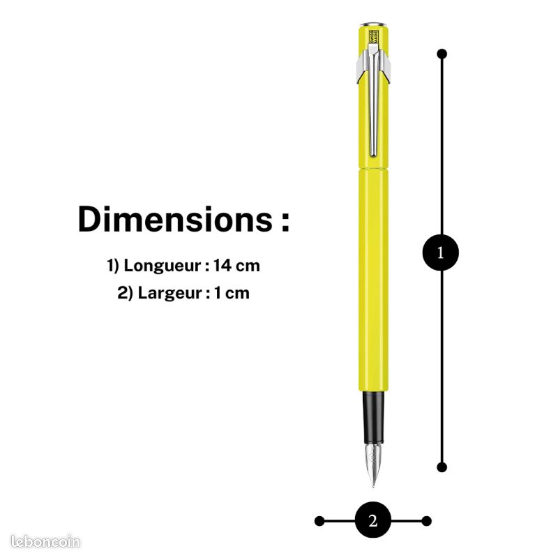 Stylo Plume - Jaune Fluo - Métal - Plume Moyenne Rechargeable Carand Ache 849 7630002336499