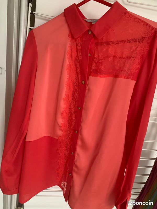 Chemisier neuf T38 polyester et dentelle Jus d’orange neuf jamais porté 38 (image 4)