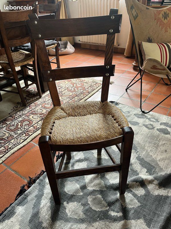 Chaises béarnaises bois et paille (image 1)