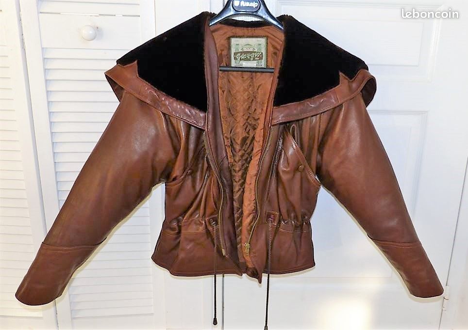 Veste En Fourrure & Cuir Véritable – Taille 38 – Marque Talbot Fourreur – Occasion Très Bon État