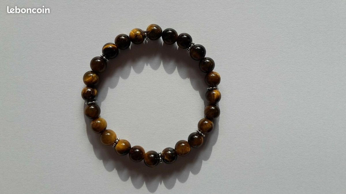 Bracelet en perle semi précieuse "oeil de tigre" naturelle fait main (image 1)