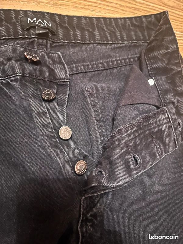 Jean boohoo coupe droite décontracté imprimée fil de barbelé Homme