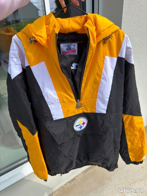 Veste US half-zip NFL x Homage – Vintage – Noir & jaune – Très bon état (image 2)