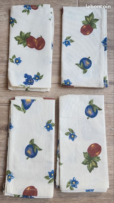Lot de 6 serviettes 100% Coton Thème Fruits Carré d'Azur (image 5)