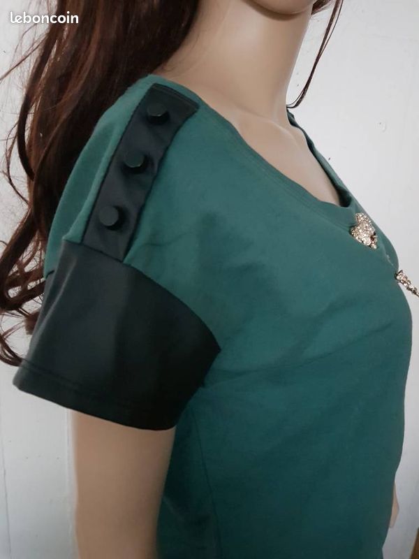 Osley shirt destroy manches courtes simili cuir (image 2)