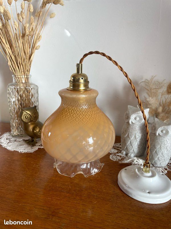 Suspension Vintage au Verre Fumé