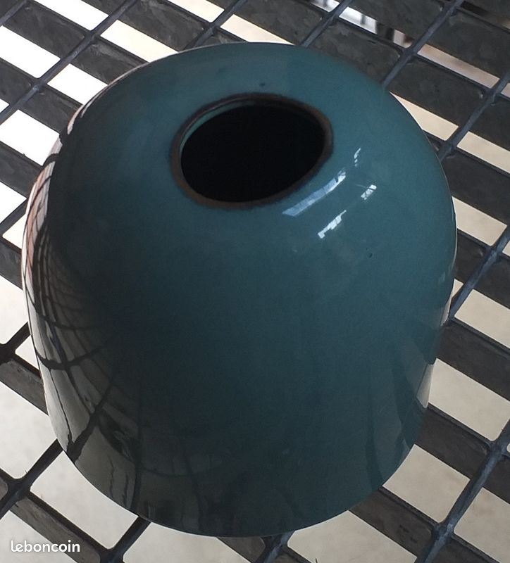 Vase en Grès Bleu Vert d'eau Hauteur 16 cm diamètre 12 cm (image 2)