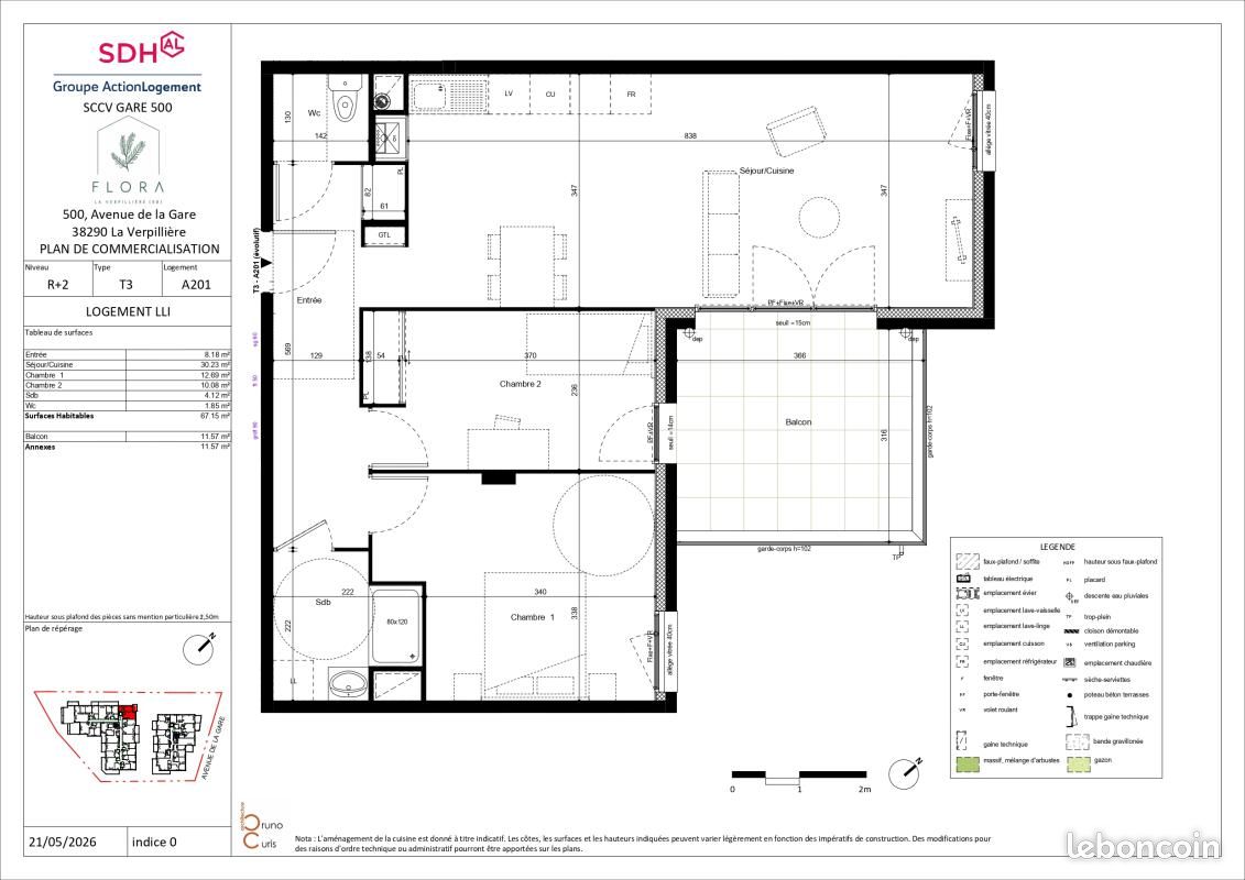 Appartement 3 pièces 67 m² · à La Verpillière · 67 m² · 841 €/mois