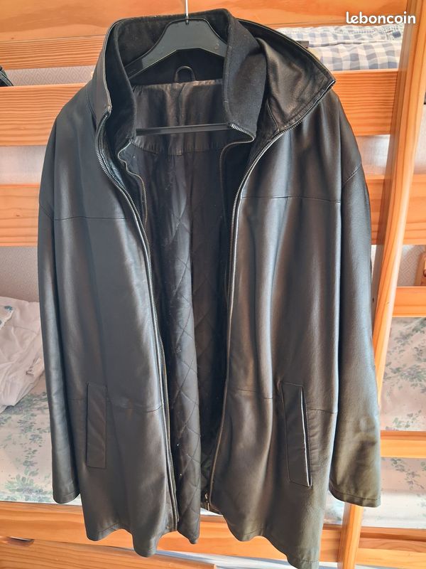 Veste homme en cuir noir (image 3)