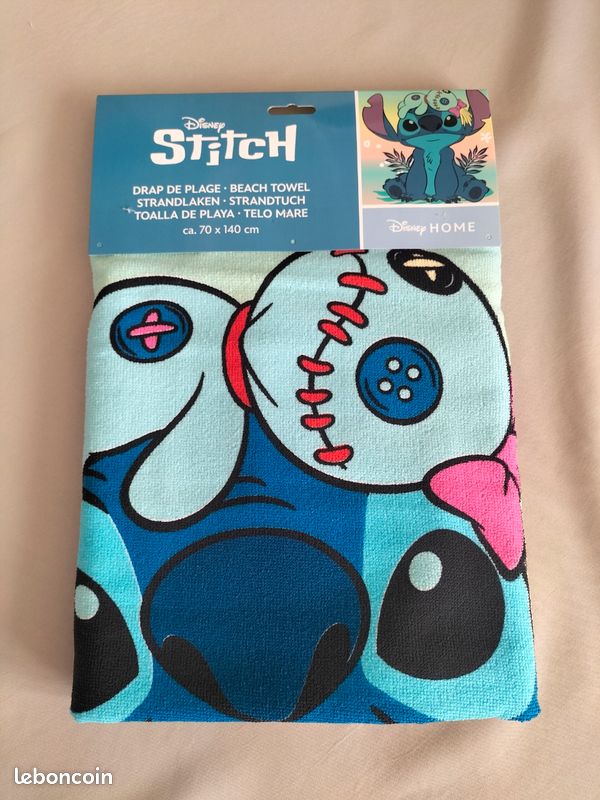 Serviette De Plage Lilo & Stitch - Stitch 100% Coton 70x140 Cm - Douce Et Absorbante, Parfaite Pour La Piscine Ou La Mer