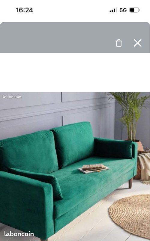 Canapé à 3 places Bleu 180 cm Velours - Canapé Trois Places - Canapé