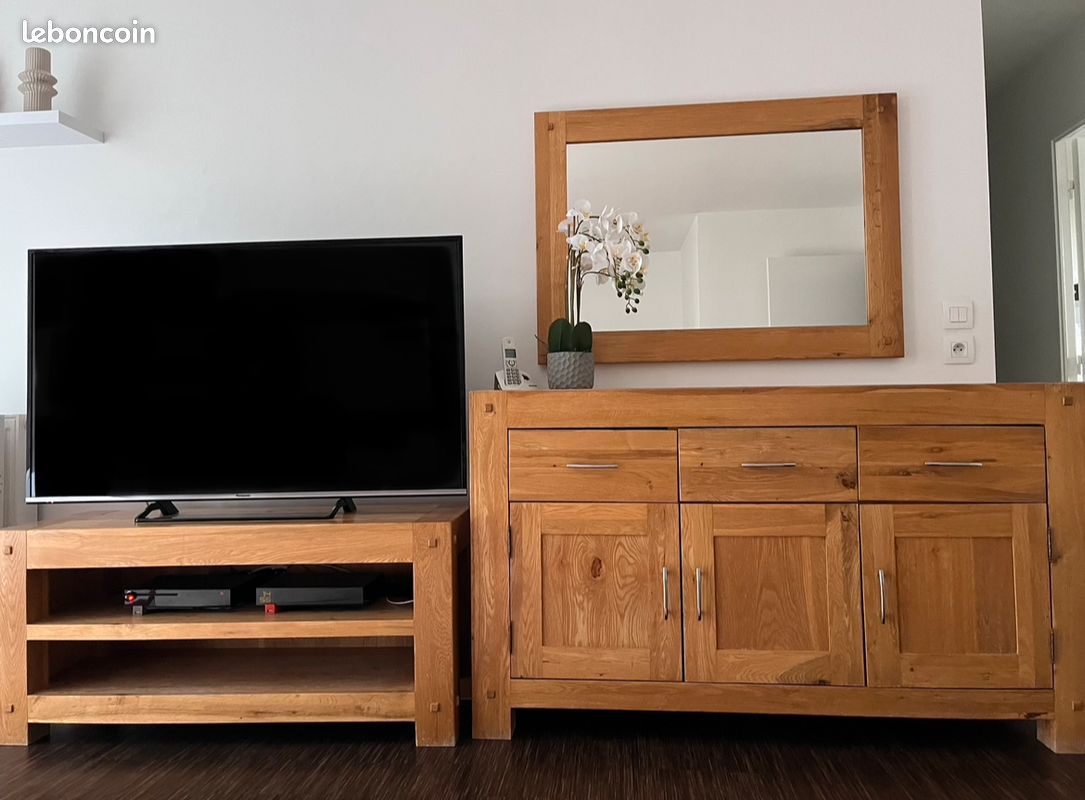Ensemble salon : Meuble télé + Buffet bahut bas + console à deux tiroirs (image 1)