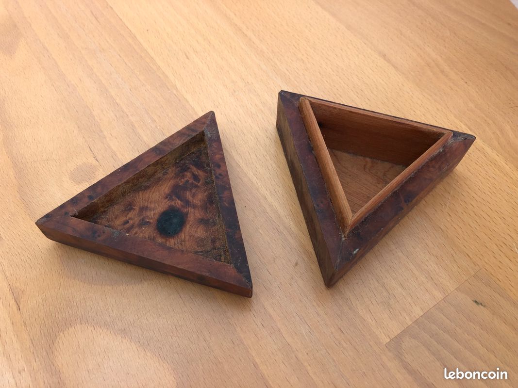 Boîte à bijoux triangle en bois vintage (image 2)