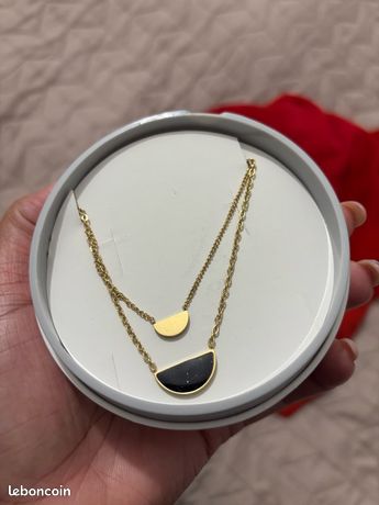 Collier 2 rangs soleil et lune plaqué or - Oriana France
