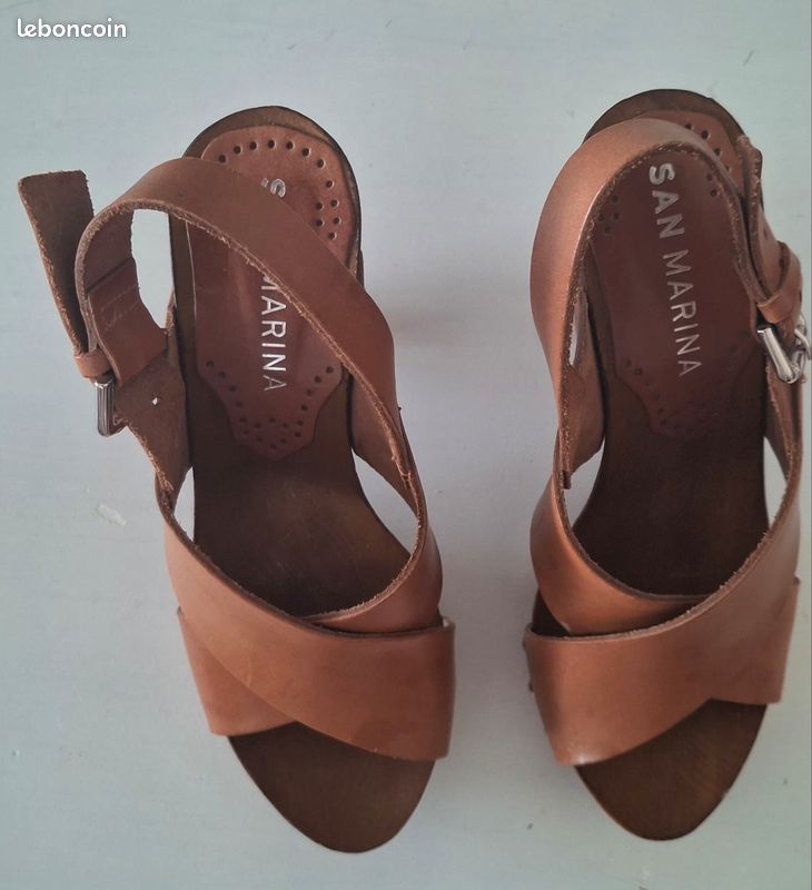 Espadrilles Compensées San Marina - Taille 37 Marron - Occasion - Talon Wedge Style été