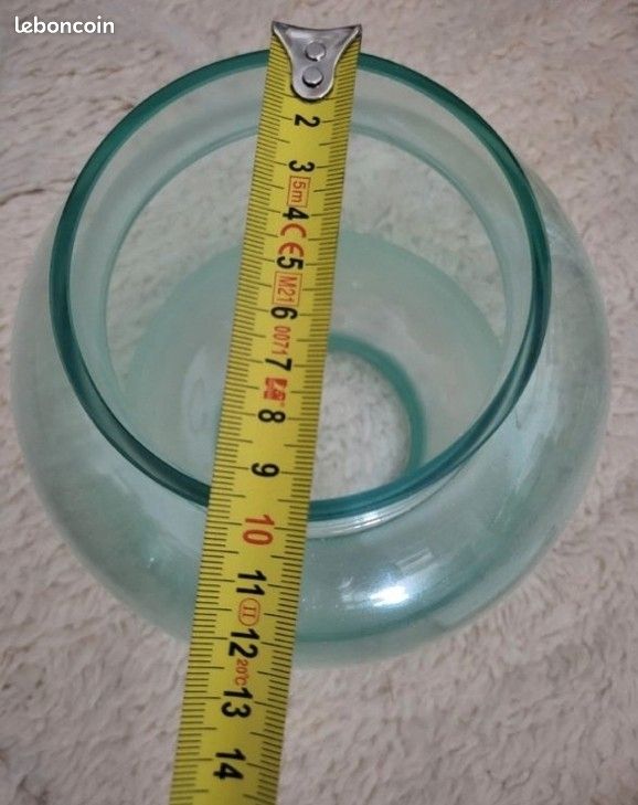Grand Vase en Verre Transparent Teinté Bleu/Vert - Style Bohème (image 4)