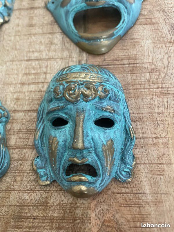 4 masques grecs bronze massif (image 4)
