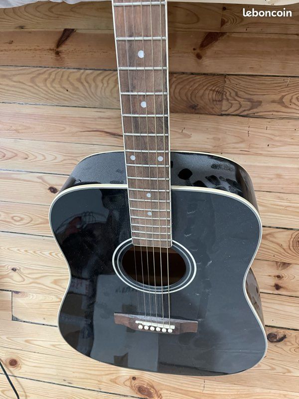 Guitare acoustique gaucher + housse de transport + support mural (image 5)
