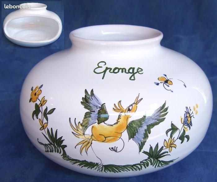 Pot éponge en faïence de Moustiers céramique peint main (image 1)