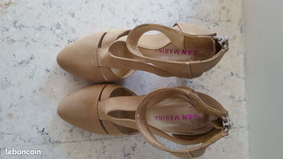 Sandales montantes beige femme (image 4)
