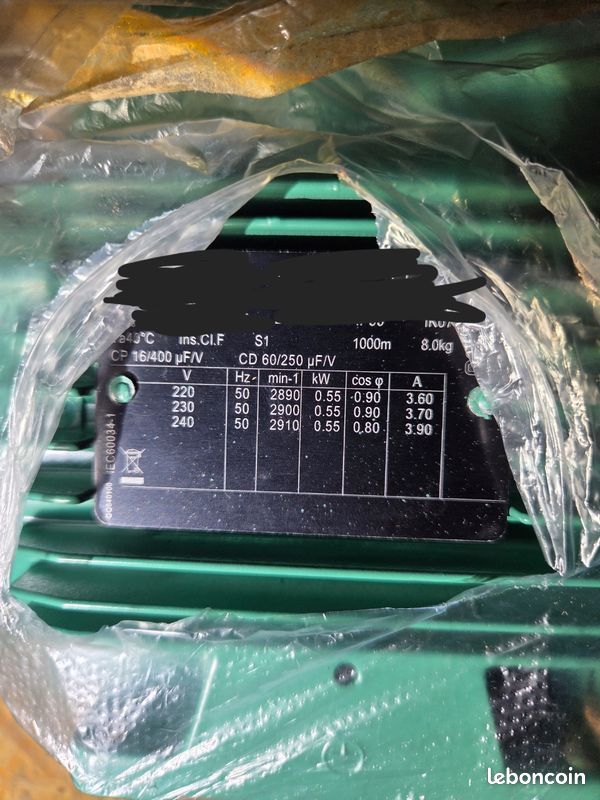 Moteur électrique neuf 0.55kw (image 2)