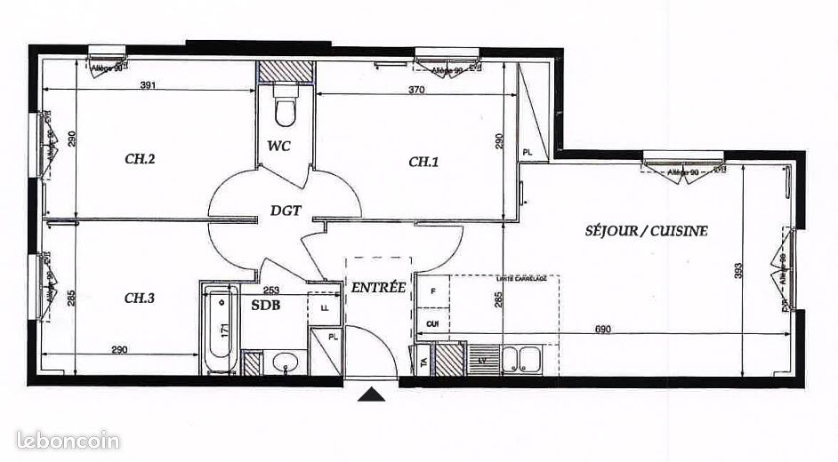 Appartement a louer serris - 4 pièce(s) - 69 m2 - Surfyn
